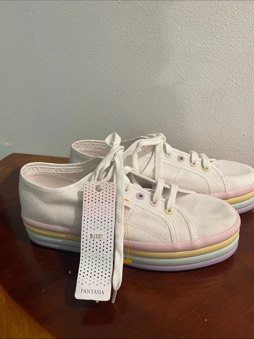 Superga White Canvas Sneakers with Pastel Eyelets and Pink Trim